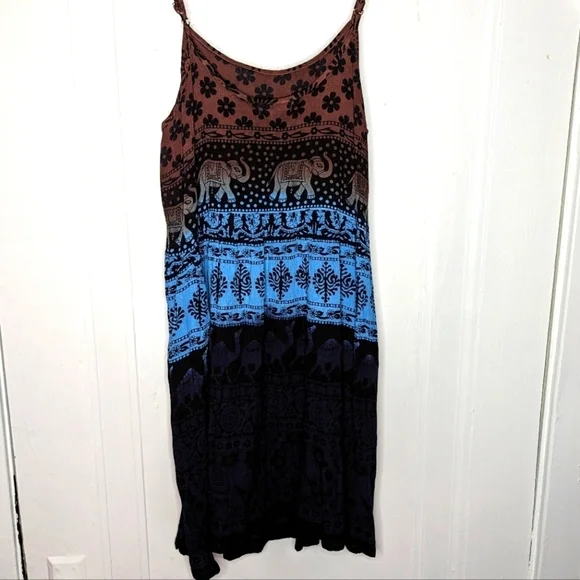 Earthbound Boho Indian ombre mini dress size small - Picture 1 of 4